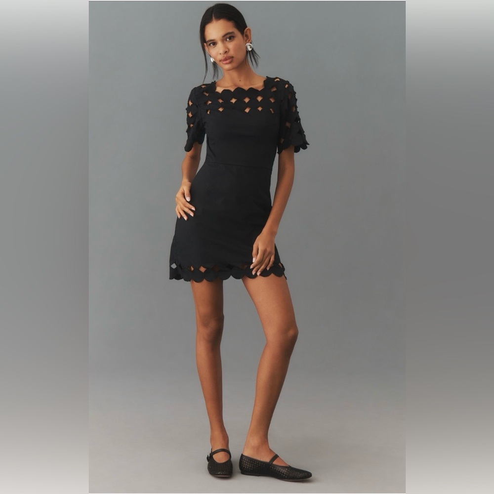 Anthropologie Black Cutout Mini Dress